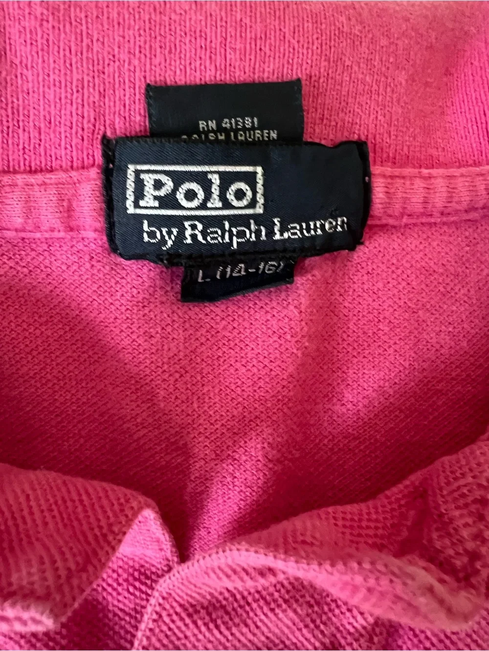 Ralph Lauren Kids Bright Pink Polo with Navy Pony & Sleeve 3